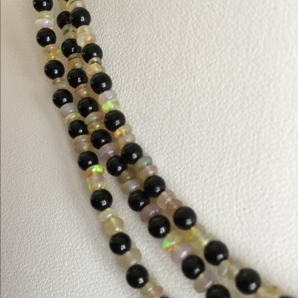 Ethiopian Fire Opals And Onyx Necklace Set - Picture 2 of 5